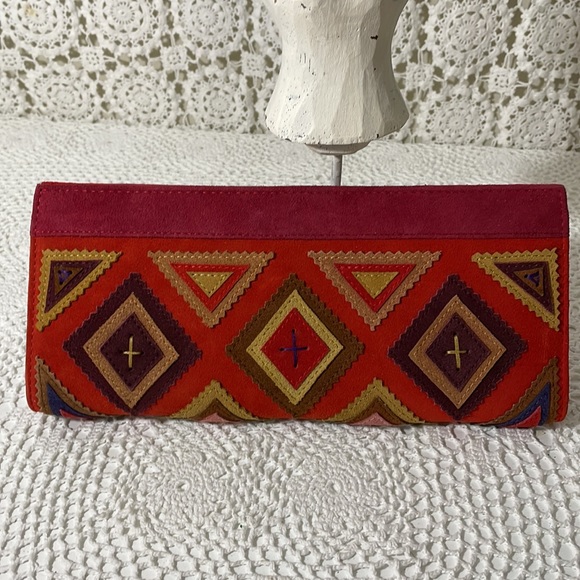 Folk Multicolour patchwork suede clutch NEW! - Picture 4 of 8